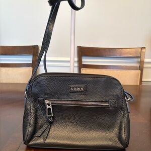 Lodis Black Pebbled Leather Crossbody Bag